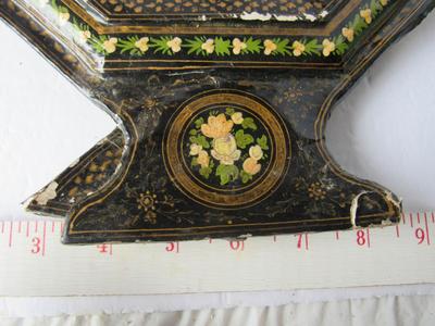 Very Old Fragile Lacquered Paper/Cardboard Mirror