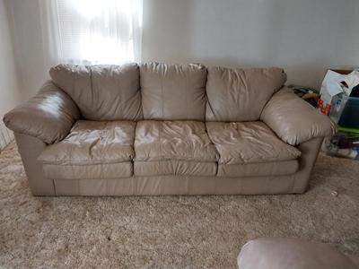 LEATHER LIKE TAN SOFA