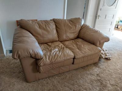LEATHER LIKE TAN LOVESEAT
