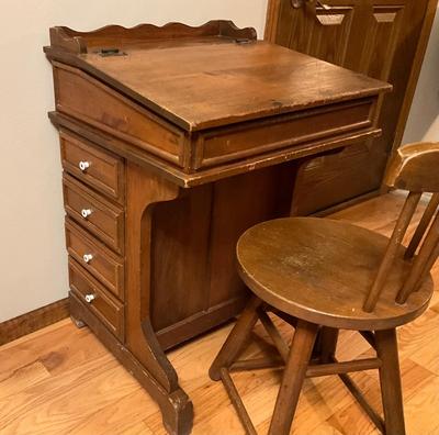 Vintage Captain’s Desk and stool