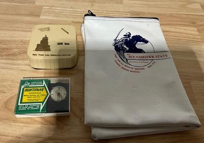 Huntsman Compass, Tri-Coin Calendar Bank, Crystal Sugar bag