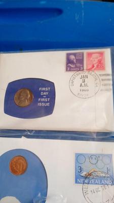 LOT 12 - SIX FIRST DAY COVERS STAMP AND COIN
