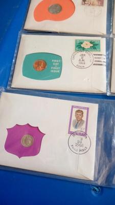 LOT 12 - SIX FIRST DAY COVERS STAMP AND COIN