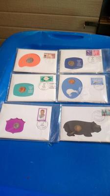 LOT 12 - SIX FIRST DAY COVERS STAMP AND COIN