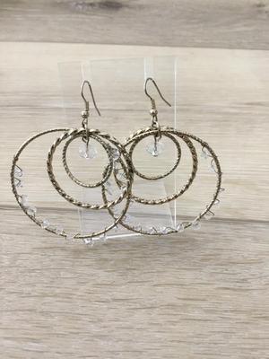 Gold tone crystal beaded hoop earrings