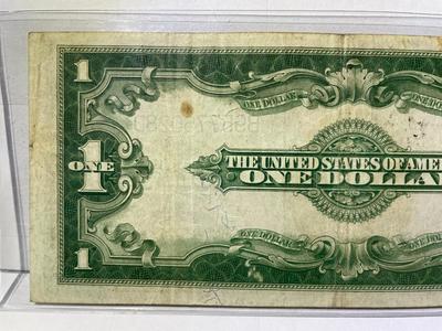 1923 Circulated Condition "Horse Blanket" Large Size Blue Seal $1 Silver Certificate as Pictured.