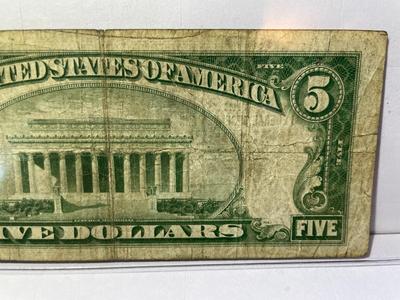 Series of 1929 Circulated Condition $5 New York City/NY National Currency Bank Note as Pictured.