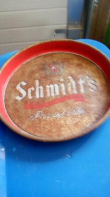 LOT 14 - TWO VINTAGE METAL BEER TRAYS