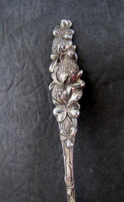 Antique Sterling Silver Souvenir Spoon, Chicago, Very Fancy Handle Strawberry Theme