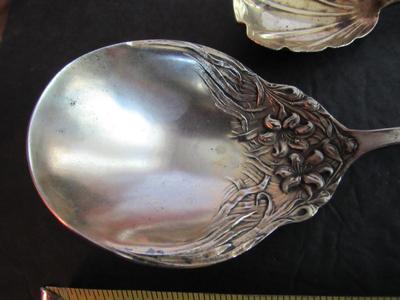 2 Antique Serving Spoons, Stratford Silver Co Lilyta Large Serving Spoon, And Other