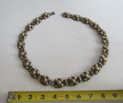 Vintage 1920-40s Handmade Mexico Silver Chunky Large Necklace, 4 1/2 Oz