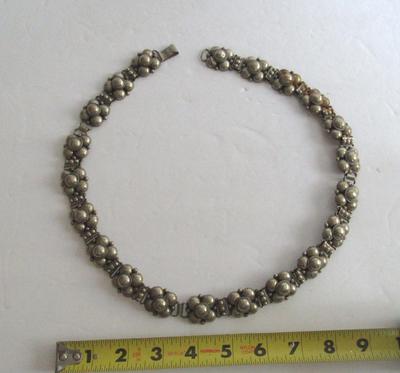 Vintage 1920-40s Handmade Mexico Silver Chunky Large Necklace, 4 1/2 Oz