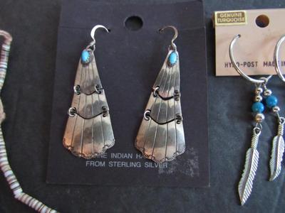 Native American Jewelry, Sterling Earrings, Heishi Shell Necklace, More