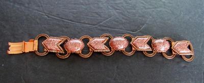 Vintage Copper Colored Metal and Sandstone Braclet