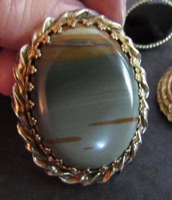 Vintage Stone Costume Jewelry, Brooch, Earrings, Pendant