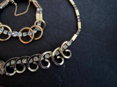 Vintage Goldtone Articulated Rhinestone Necklace and Bracelet