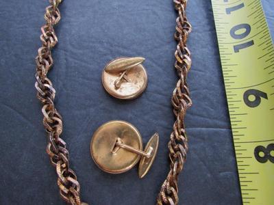 Vintage Chunky Slide Style Necklace and Pair Horse Head Cufflings