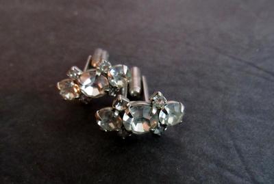 Vintage Rhinestone Jewelry Lot, Brooches, Holycraft Earrings, Cufflinks