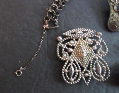 Misc Jewelry Parts Lot: 2 Belt Buckles, Brooch, Bracelet and Other