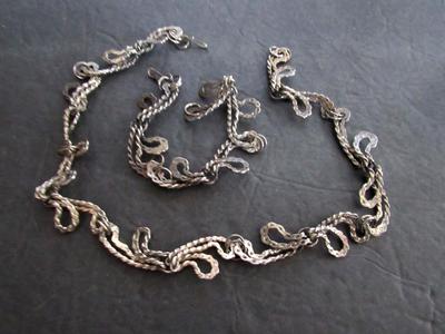 Old Metal Strange Looking Necklace and Bracelet