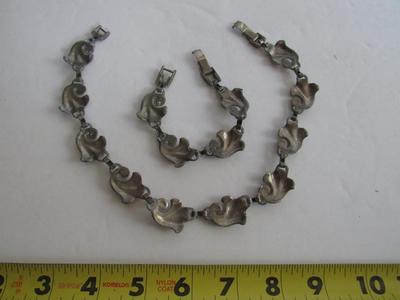 Old Articulated Metal Necklace and Bracelet Set