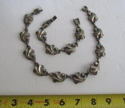 Old Articulated Metal Necklace and Bracelet Set
