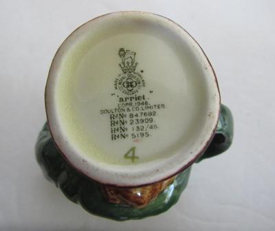 Vintage Royal Doulton Tiny Toby Mug, Arriet, Older Green Mark
