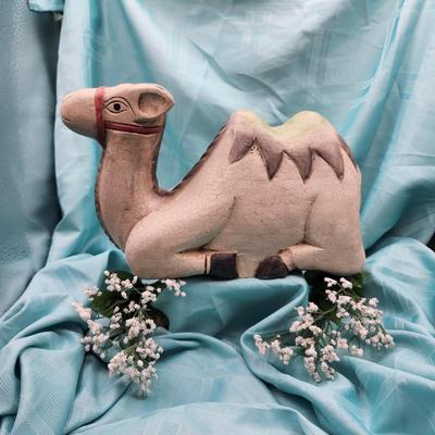 Whimsical Sculpted Decorative Wood Camel