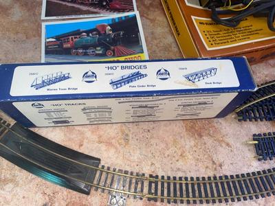TYCO HO ELECTRIC POWER PACK, TRAIN CARS, & OVER TRESTLE SET