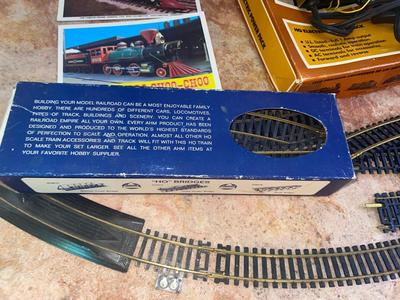 TYCO HO ELECTRIC POWER PACK, TRAIN CARS, & OVER TRESTLE SET
