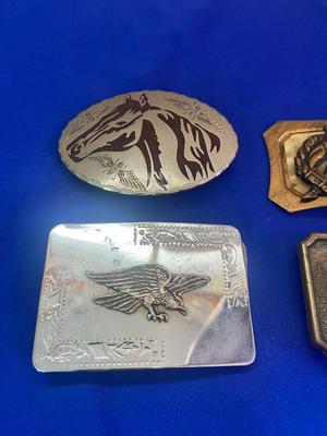 BUCKING BRONCO, EAGLE, LANDSCAPE & HORSE BELT BUCKLES