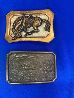 BUCKING BRONCO, EAGLE, LANDSCAPE & HORSE BELT BUCKLES