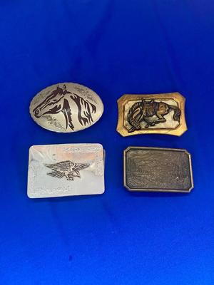 BUCKING BRONCO, EAGLE, LANDSCAPE & HORSE BELT BUCKLES