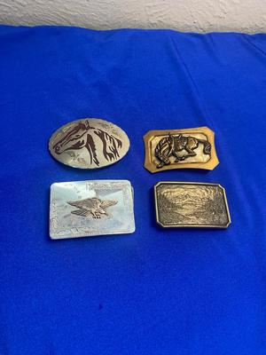 BUCKING BRONCO, EAGLE, LANDSCAPE & HORSE BELT BUCKLES