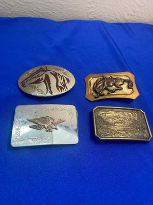 BUCKING BRONCO, EAGLE, LANDSCAPE & HORSE BELT BUCKLES