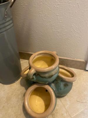 STRAWBERRY POT AND A NEAT NARROW GALVANIZED BUCKET