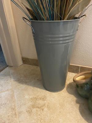 STRAWBERRY POT AND A NEAT NARROW GALVANIZED BUCKET