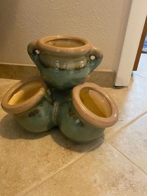 STRAWBERRY POT AND A NEAT NARROW GALVANIZED BUCKET