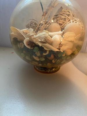LARGE AMBER COLORED GLASS BOTTLE AND PITCHER