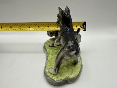 1940's Shafford Pair of Playful Schnauzer Puppy Dogs Porcelain Figurine Japan 7"