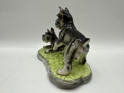 1940's Shafford Pair of Playful Schnauzer Puppy Dogs Porcelain Figurine Japan 7"