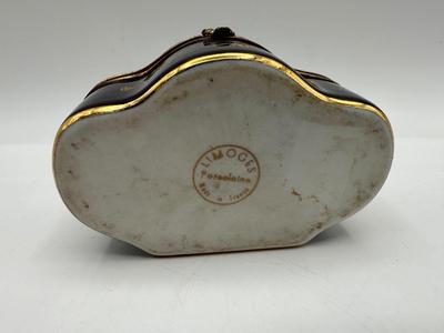 Vintage LIMOGES Cobalt Blue Porcelain 22K Gold Accent Trinket Box