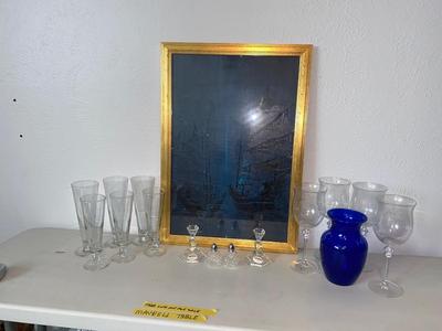 NEAT SHIP PAINTING, COCKTAIL AND WINE GLASSES & MORE