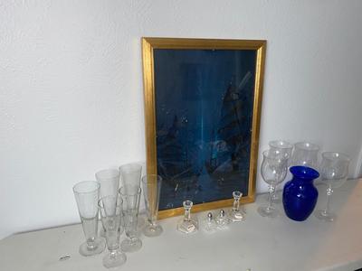 NEAT SHIP PAINTING, COCKTAIL AND WINE GLASSES & MORE
