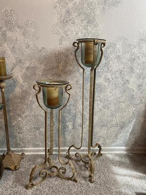 LOVELY ROD IRON STANDING CANDLE HOLDERS