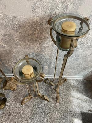 LOVELY ROD IRON STANDING CANDLE HOLDERS