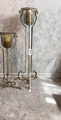 LOVELY ROD IRON STANDING CANDLE HOLDERS