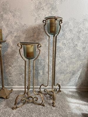 LOVELY ROD IRON STANDING CANDLE HOLDERS