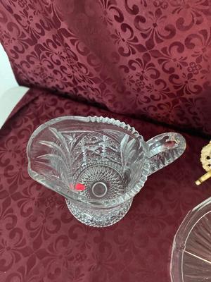 ANTIQUE PLATE AND VINTAGE GLASS