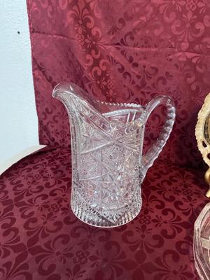 ANTIQUE PLATE AND VINTAGE GLASS